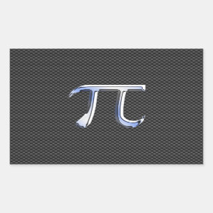 Silver Chrome als PI-symbool op koolstofvezel Rechthoekige Sticker