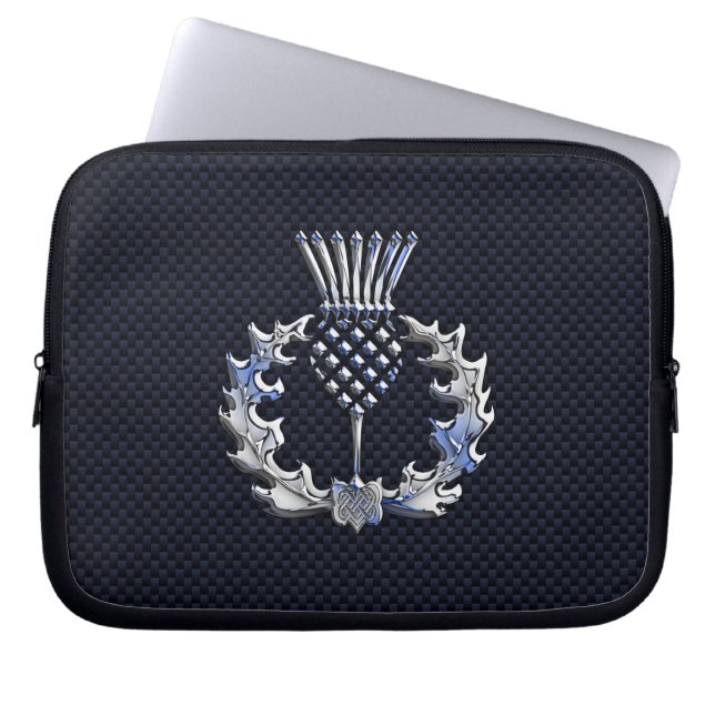 Silver Chrome als Scottish Thistle Laptop Sleeve (Voorkant)