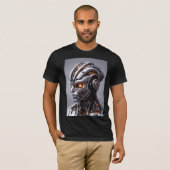 Silver Chrome Cyborg Glowing Orange Sci-Fi T-shirt (Voorkant volledig)