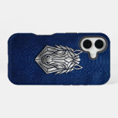Silver Chrome Geometric Horse Blue Python iPhone 16 Hoesje (Achterkant horizontaal)