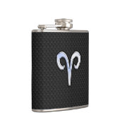 Silver Chrome like Aries Zodiac Sign Heupfles (Rechts)