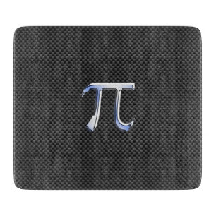 Silver Chrome Like Pi Symbol on Carbon Fiber Print Snijplank
