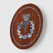 Silver Chrome over Mahogany Wood Scottish Thistle Grote Klok (Hoek)