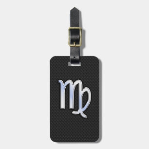 Silver Chrome Virgo Zodiab Sign on slangenhuid Bagagelabel