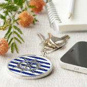 Silver Chrome Wheel op Nautical Stripes Sleutelhanger (Zijkant)