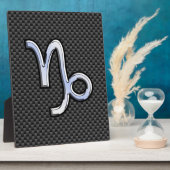 Silver Chrome zoals Capricorn Symbol Carbon Fibre Fotoplaat (Zijkant)