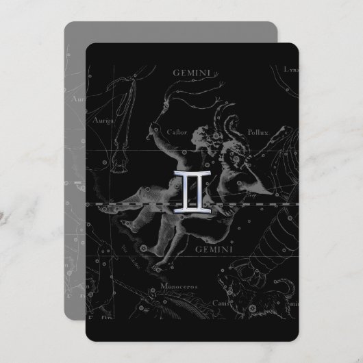 Silver Chrome zoals Gemini Zodiac Sign on Hevelius (Voorkant / Achterkant)