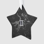 Silver Chrome zoals Gemini Zodiac Sign on Hevelius Ornament (voorkant)
