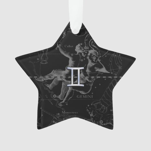 Silver Chrome zoals Gemini Zodiac Sign on Hevelius Ornament (voorkant)