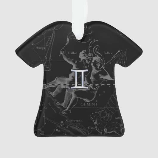 Silver Chrome zoals Gemini Zodiac Sign on Hevelius Ornament (voorkant)