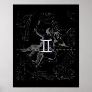 Silver Chrome zoals Gemini Zodiac Sign on Hevelius Poster