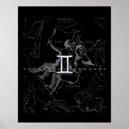 Silver Chrome zoals Gemini Zodiac Sign on Hevelius Poster (Voorkant)
