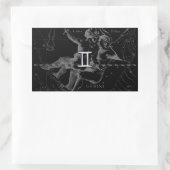Silver Chrome zoals Gemini Zodiac Sign on Hevelius Rechthoekige Sticker (Tas)