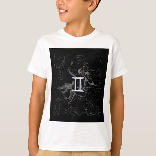 Silver Chrome zoals Gemini Zodiac Sign on Hevelius T-shirt (Voorkant)