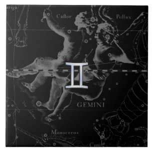 Silver Chrome zoals Gemini Zodiac Sign on Hevelius Tegeltje