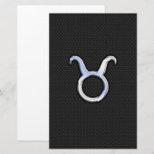 Silver Chrome zoals Taurus Zodiac Sign Briefpapier (Voorkant / Achterkant)