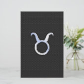 Silver Chrome zoals Taurus Zodiac Sign Briefpapier (Staand voorkant)