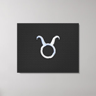 Silver Chrome zoals Taurus Zodiac Sign Canvas Afdruk