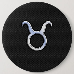 Silver Chrome zoals Taurus Zodiac Sign Ronde Button 6,0 Cm