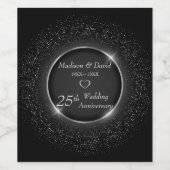 Silver Circle en Glitter Wijnlabel Wijn Etiket (Enkel label)