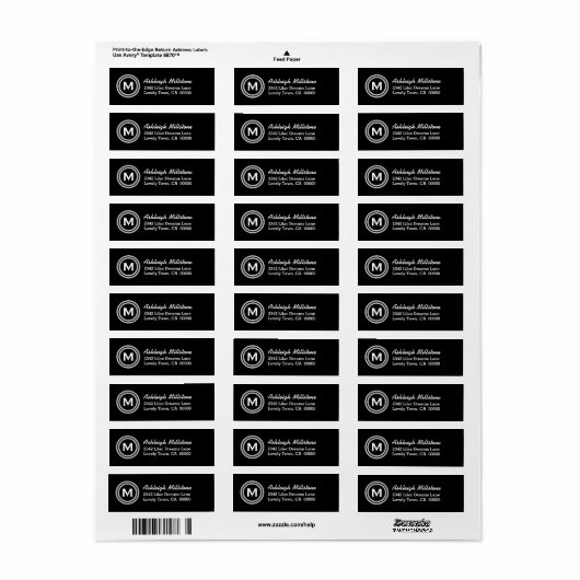 SILVER Cirkelmonogram M of ENIG INITIAAL Etiket (Full Sheet)