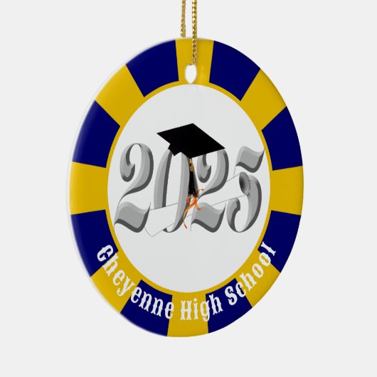 Silver Class of 2025 (Naam toevoegen) Afstuderen Keramisch Ornament (Rechts)