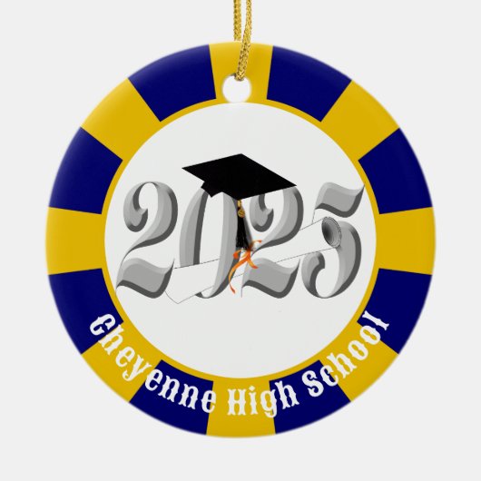 Silver Class of 2025 (Naam toevoegen) Afstuderen Keramisch Ornament (Voorkant)