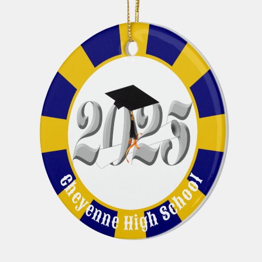 Silver Class of 2025 (Naam toevoegen) Afstuderen Keramisch Ornament (Links)
