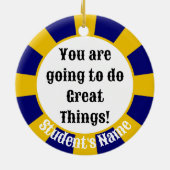 Silver Class of 2025 (Naam toevoegen) Afstuderen Keramisch Ornament (Achterkant)