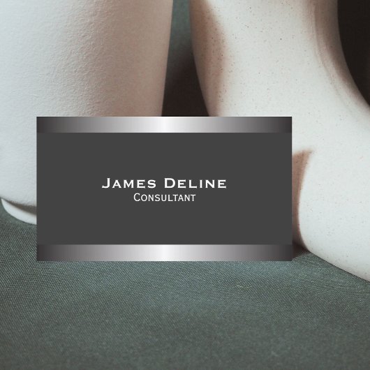 Silver Classic Elegant Business Card-sjabloon Visitekaartje