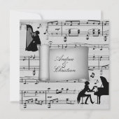 Silver Classic Music Theme Faire-part de mariage (Dos)