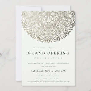 Silver Classy Mandala Grand Opening Invite Bedankkaart
