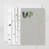 Silver Cloud Birch Birds Wedding Invite Kaart (Achterkant)