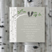 Silver Cloud Birch  Birds Wedding Invite Kaart