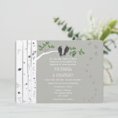 Silver Cloud Birch  Birds Wedding Invite Kaart (Staand voorkant)