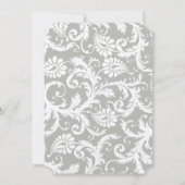 Silver Cloud Gray Damask Yellow Weduwuitnodiging Kaart (Achterkant)