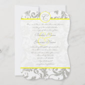 Silver Cloud Gray Damask Yellow Weduwuitnodiging Kaart (Voorkant)