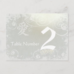 Silver Cloud Kanji Love Swirl Table Number Card Briefkaart