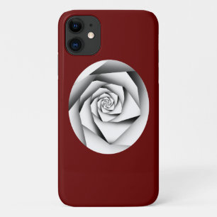 Silver Color Geometric Style Roos op donkerrood iPhone 11 Hoesje