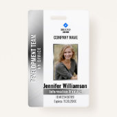 Silver Company Security QR Code Employee Photo ID Badge (Voorkant)