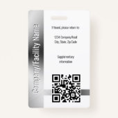Silver Company Security QR Code Employee Photo ID Badge (Achterkant)