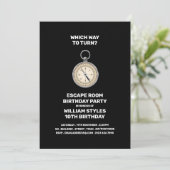 Silver Compass, Escape Room, Birthday Party Kaart (Staand voorkant)