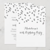 Silver Confetti 50th Birthday Party Kaart (Voorkant / Achterkant)