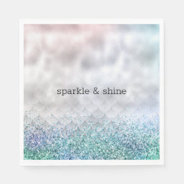 Silver Confetti Aqua Pink Glitter Sparkle Zeemeerm Servet