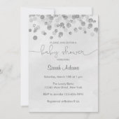 Silver Confetti Baby shower Invitation Kaart (Voorkant)