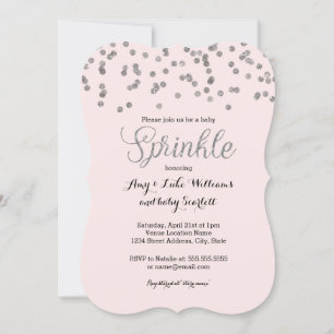 Silver Confetti Baby Sprinkle Girl Shower Uitnodig Kaart
