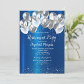 Silver Confetti ballonnen Blue Metallic Pensioen Kaart (Staand voorkant)