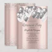 Silver Confetti Balloons Roos Gold Pensioen Kaart (Voorkant / Achterkant)