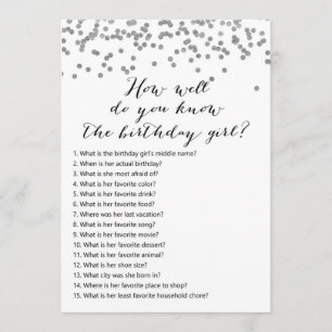 Silver Confetti Birthday - Wie kent Birthday Girl Kaart
