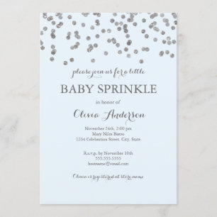 Silver Confetti Blue Baby Sprinkle Invitation Kaart